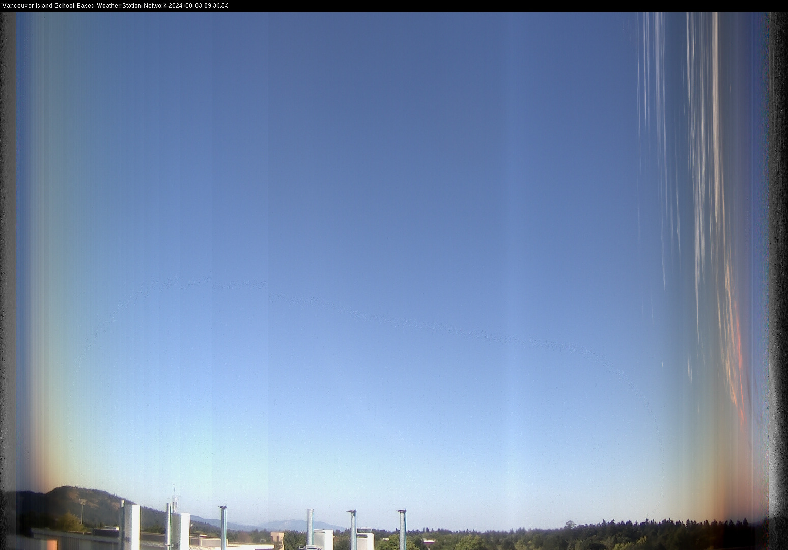 image of the sky seen from UVic, each column of pixels is a different minute, keogram