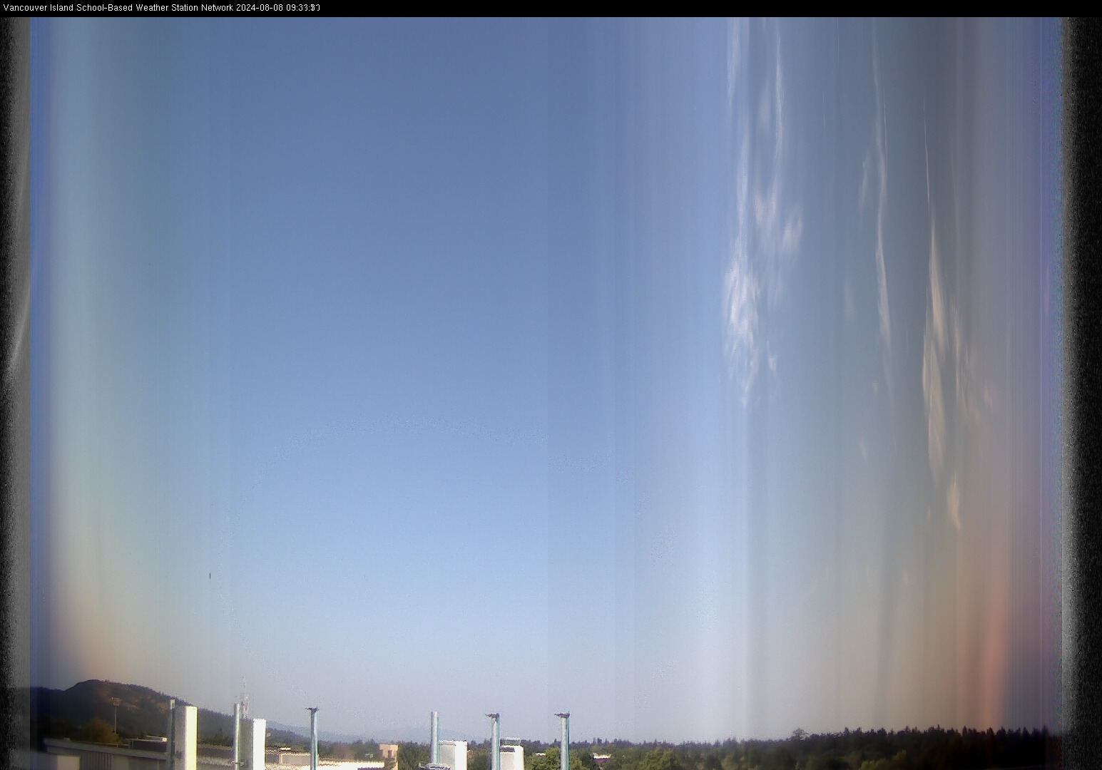 2024-08-08 image of the sky seen from UVic, each column of pixels is a different minute, keogram