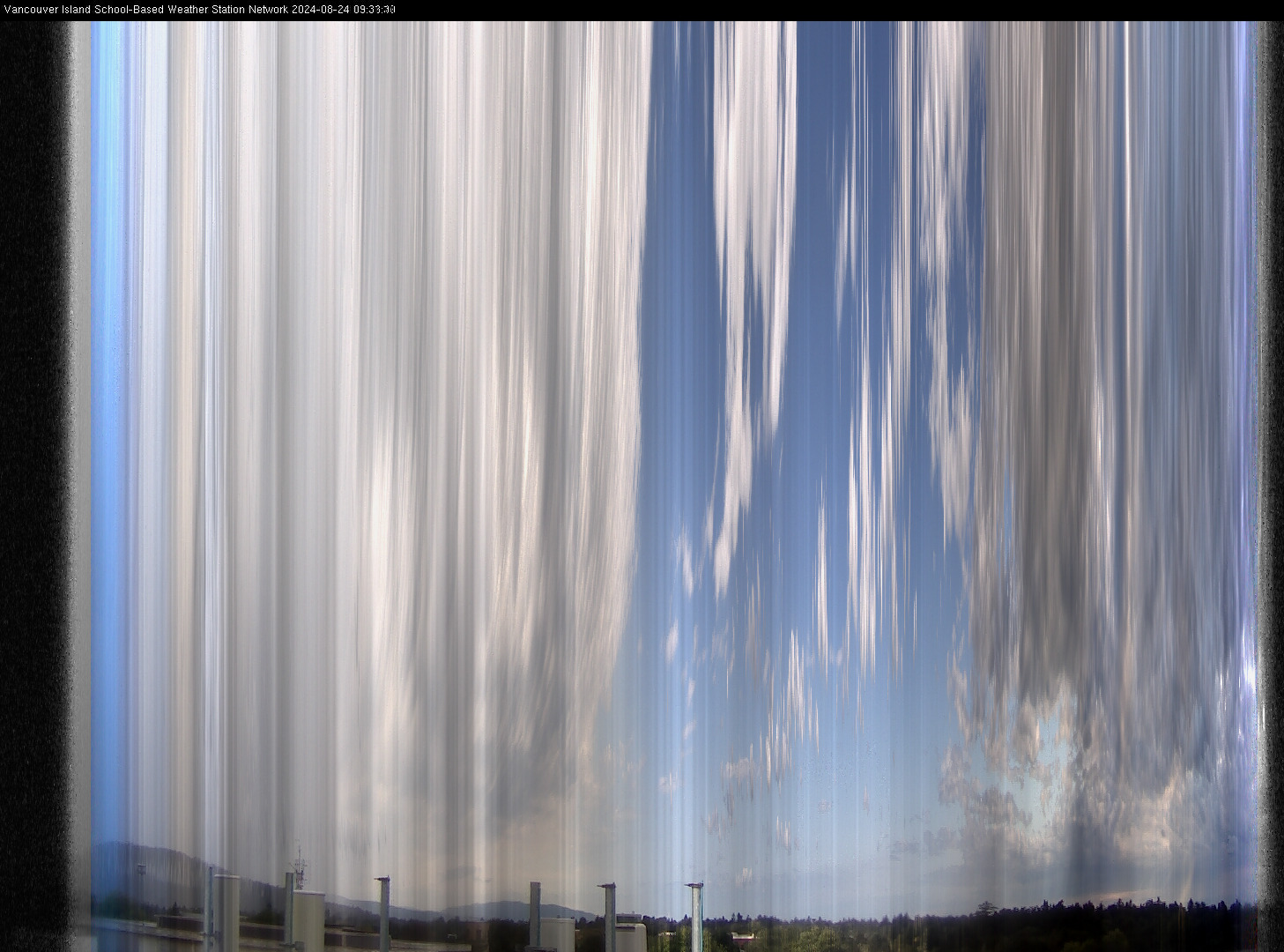 image of the sky seen from UVic, each column of pixels is a different minute, keogram