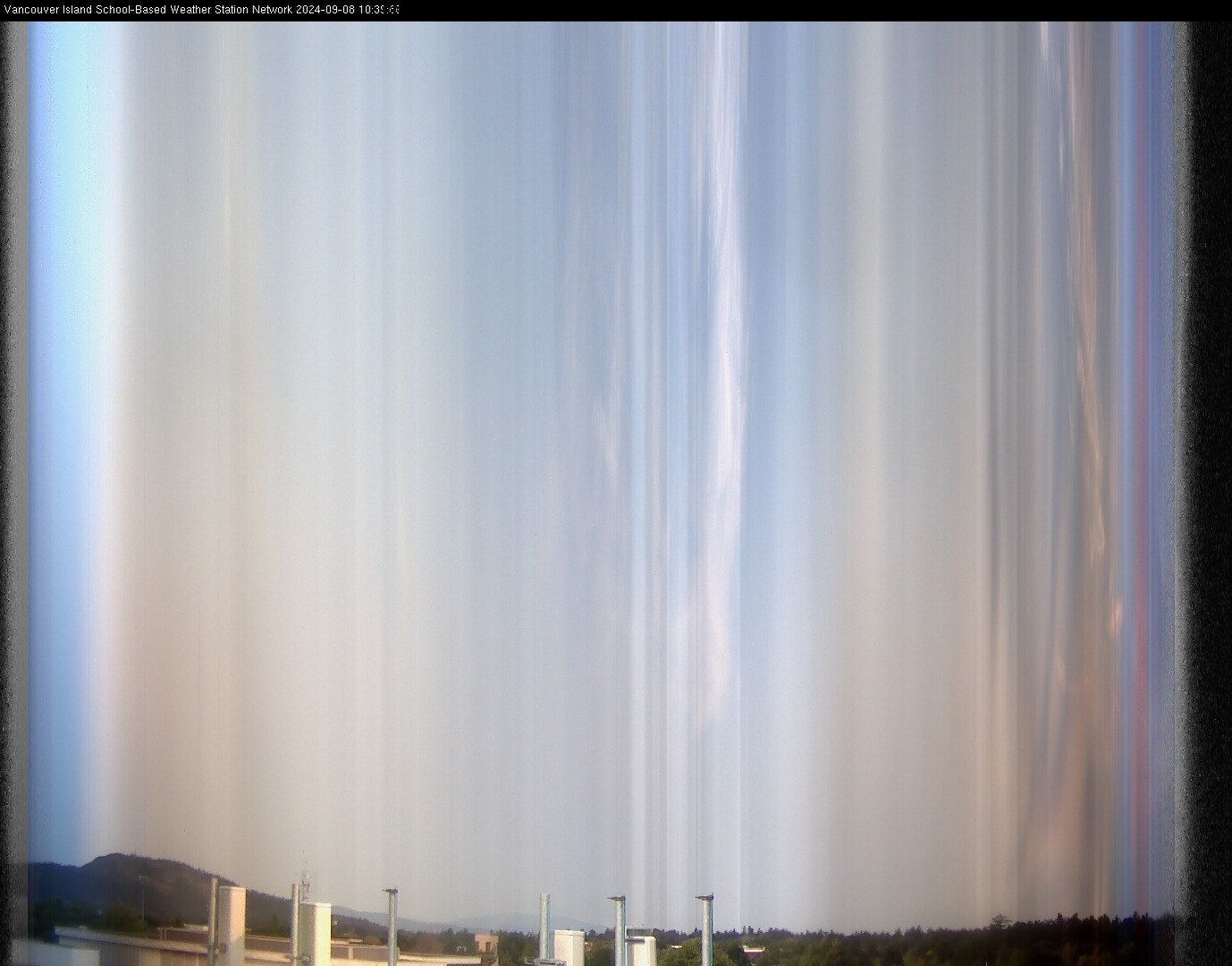 2024-09-08 image of the sky seen from UVic, each column of pixels is a different minute, keogram