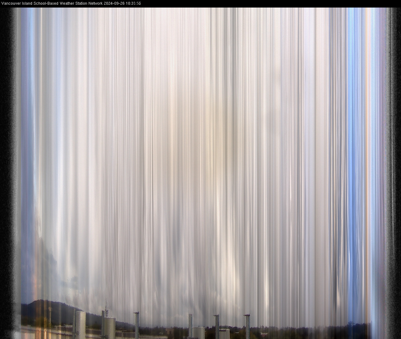 image of the sky seen from UVic, each column of pixels is a different minute, keogram