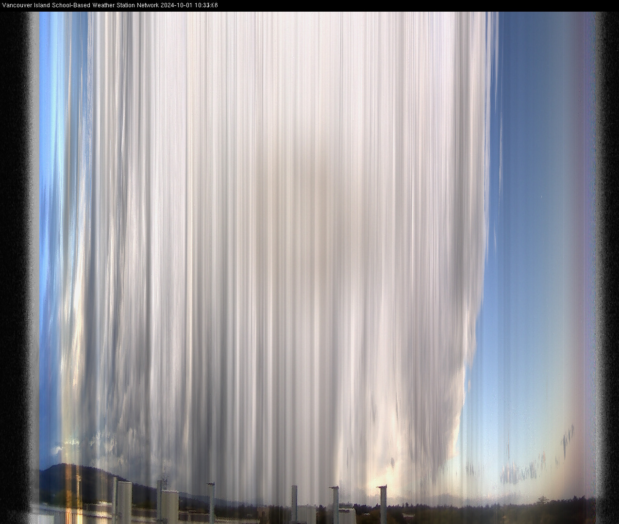 image of the sky seen from UVic, each column of pixels is a different minute, keogram
