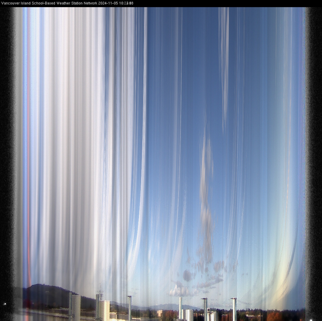 image of the sky seen from UVic, each column of pixels is a different minute, keogram