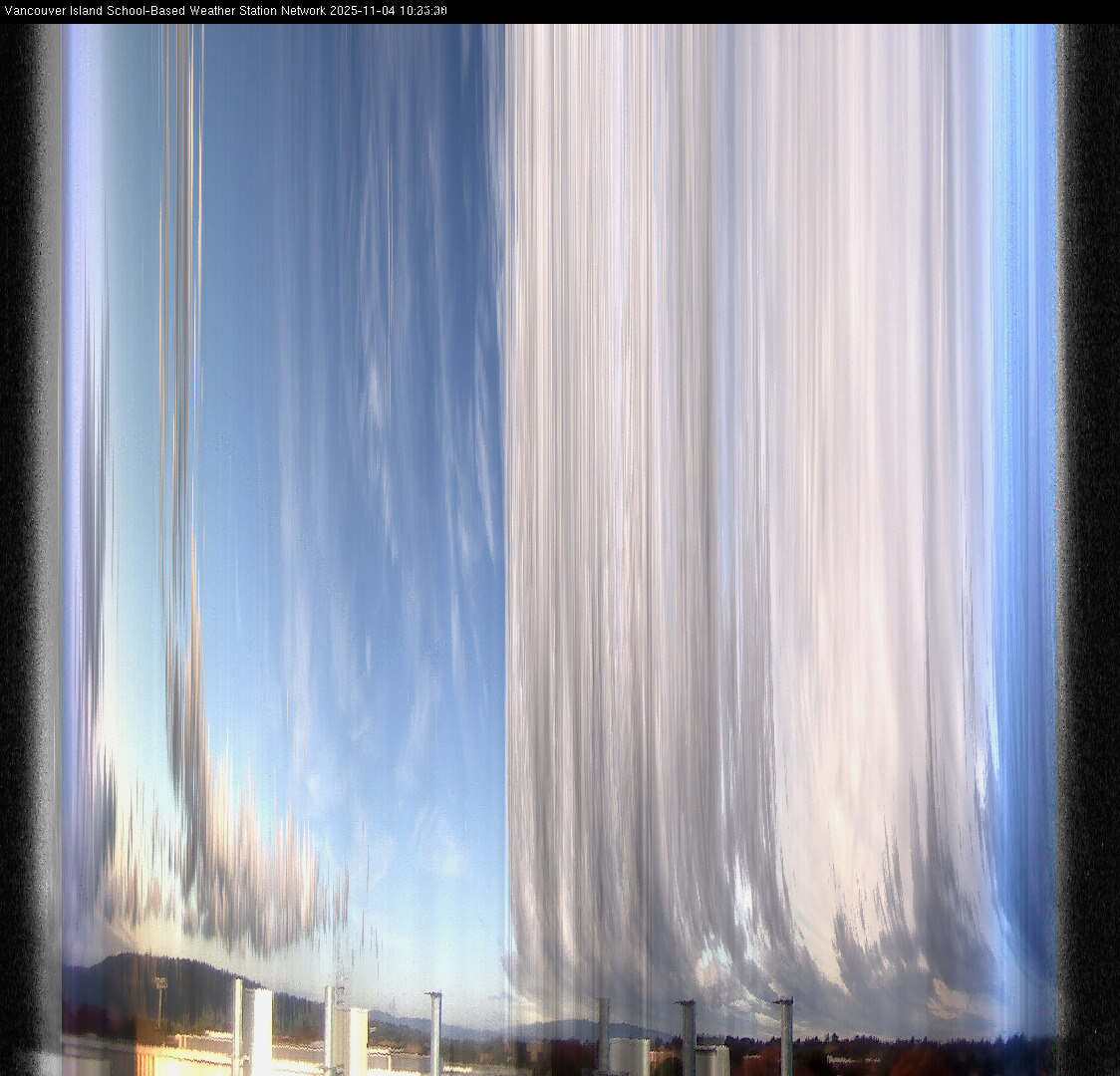 image of the sky seen from UVic, each column of pixels is a different minute, keogram