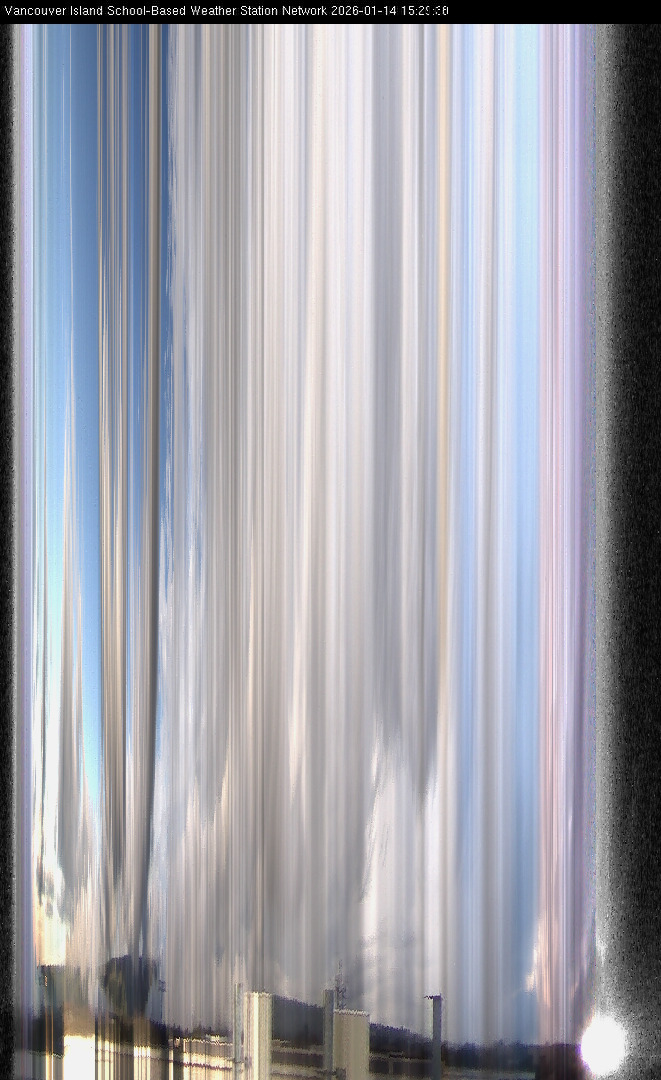 2026-01-14 image of the sky seen from UVic, each column of pixels is a different minute, keogram