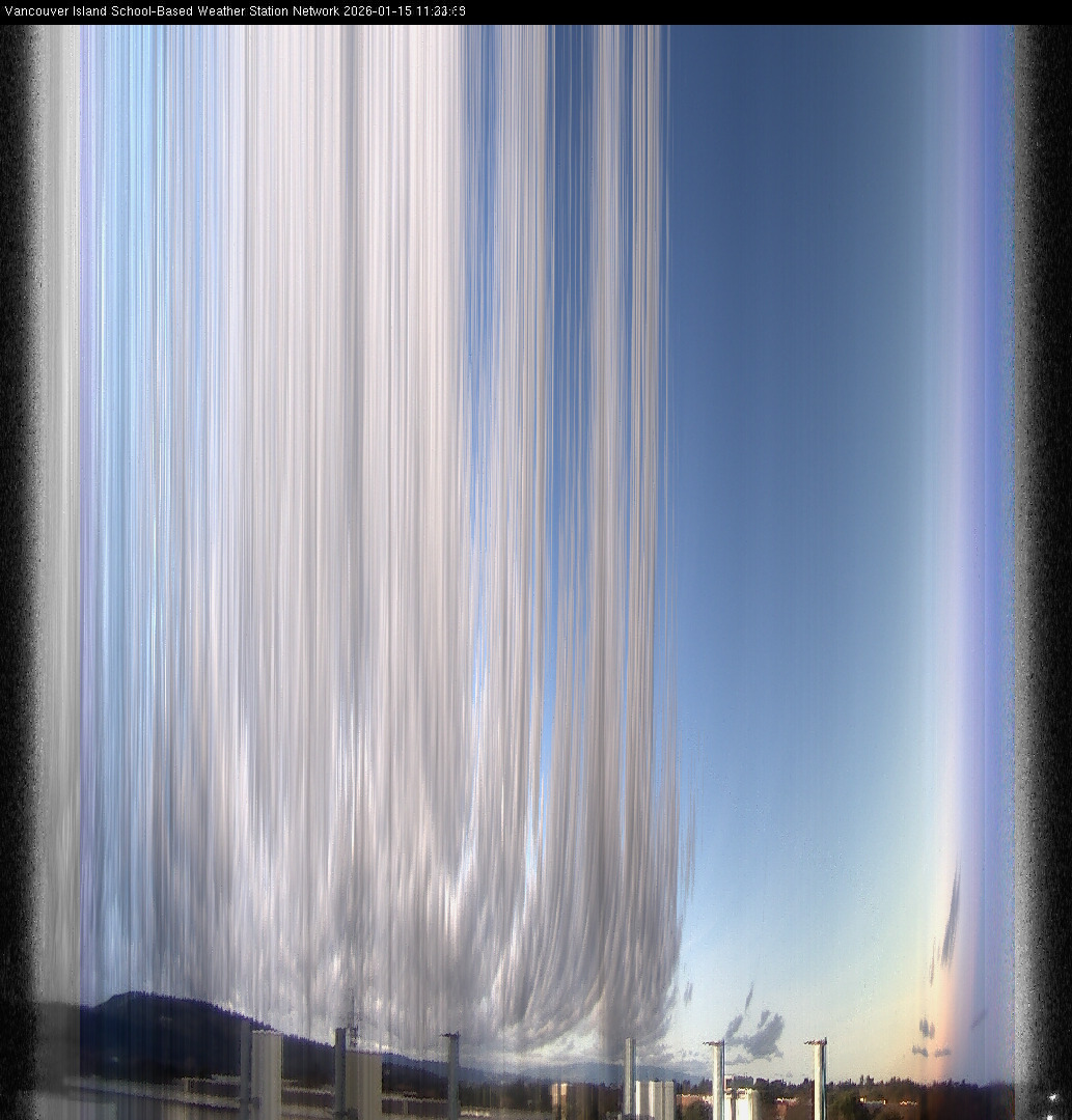 2026-01-15 image of the sky seen from UVic, each column of pixels is a different minute, keogram