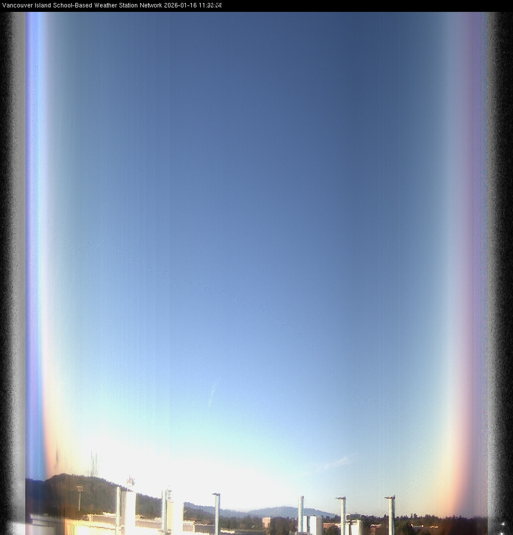 2026-01-16 image of the sky seen from UVic, each column of pixels is a different minute, keogram