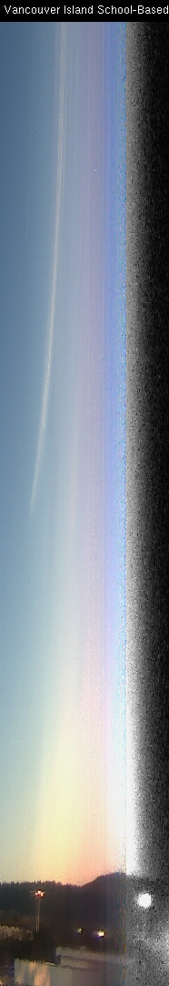 image of the sky seen from UVic, each column of pixels is a different minute, keogram
