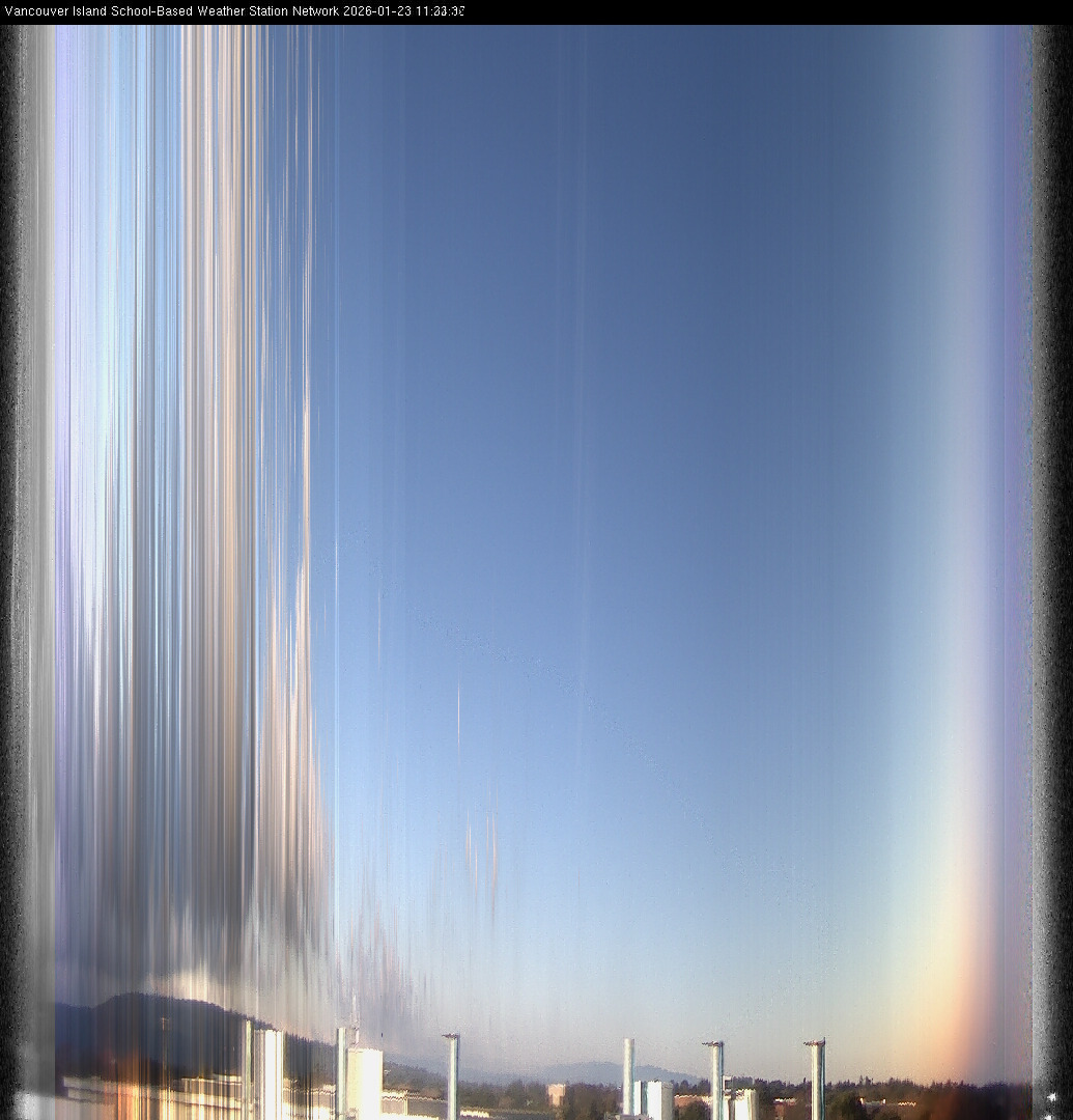 2026-01-23 image of the sky seen from UVic, each column of pixels is a different minute, keogram