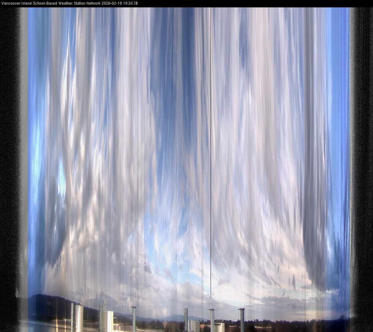 image of the sky seen from UVic, each column of pixels is a different minute, keogram