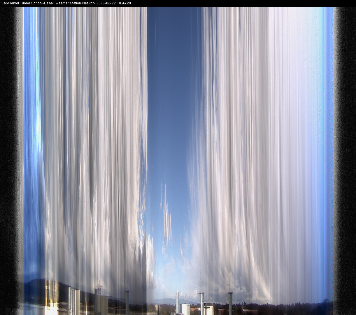 2026-02-22 image of the sky seen from UVic, each column of pixels is a different minute, keogram