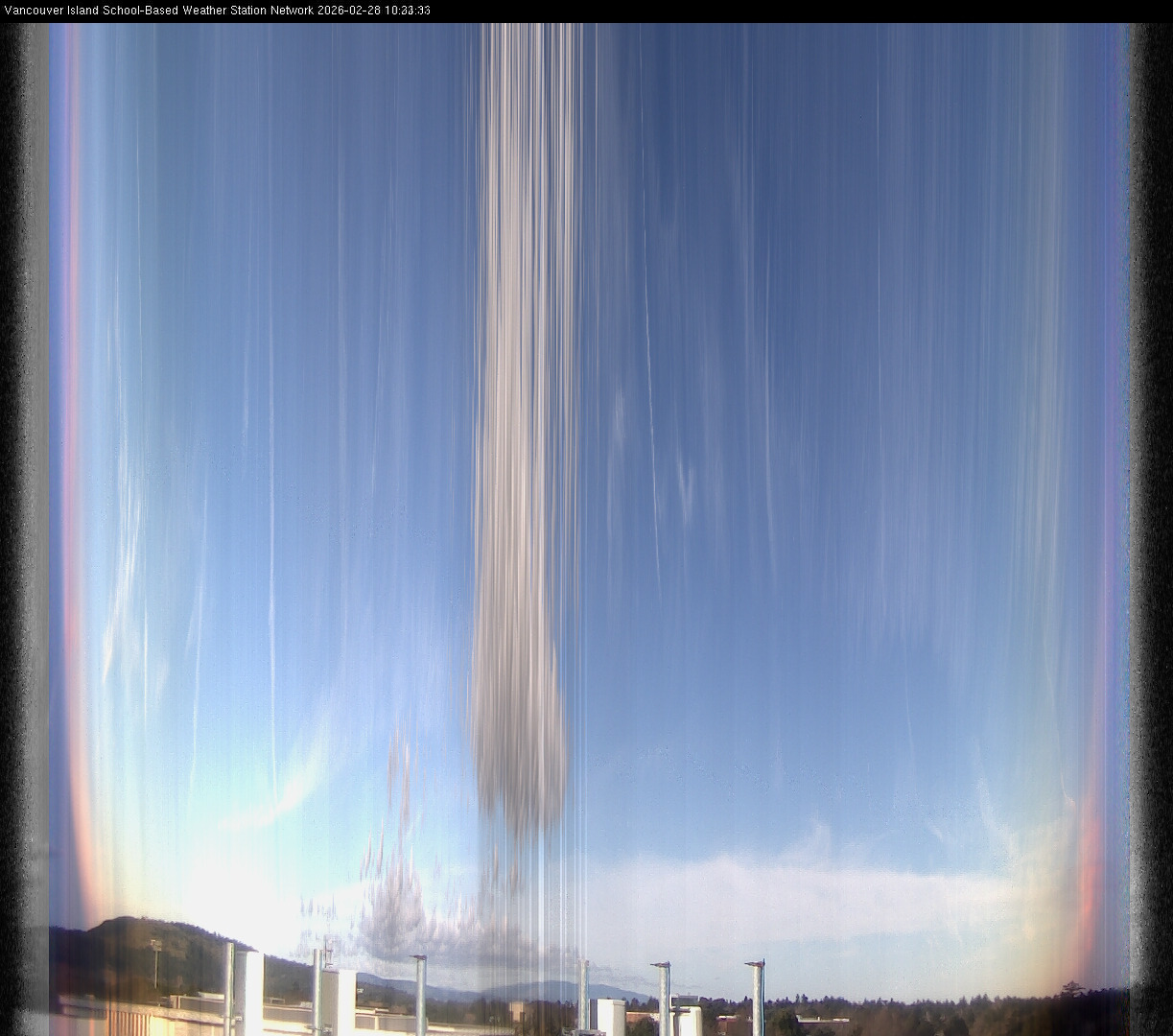2026-02-28 image of the sky seen from UVic, each column of pixels is a different minute, keogram