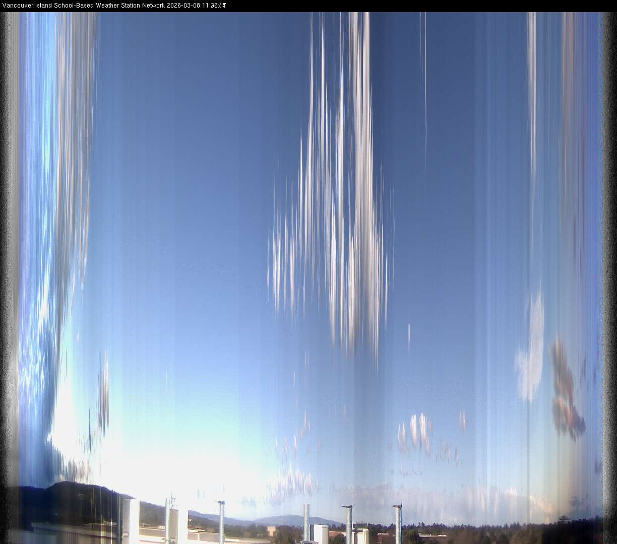 2026-03-08 image of the sky seen from UVic, each column of pixels is a different minute, keogram