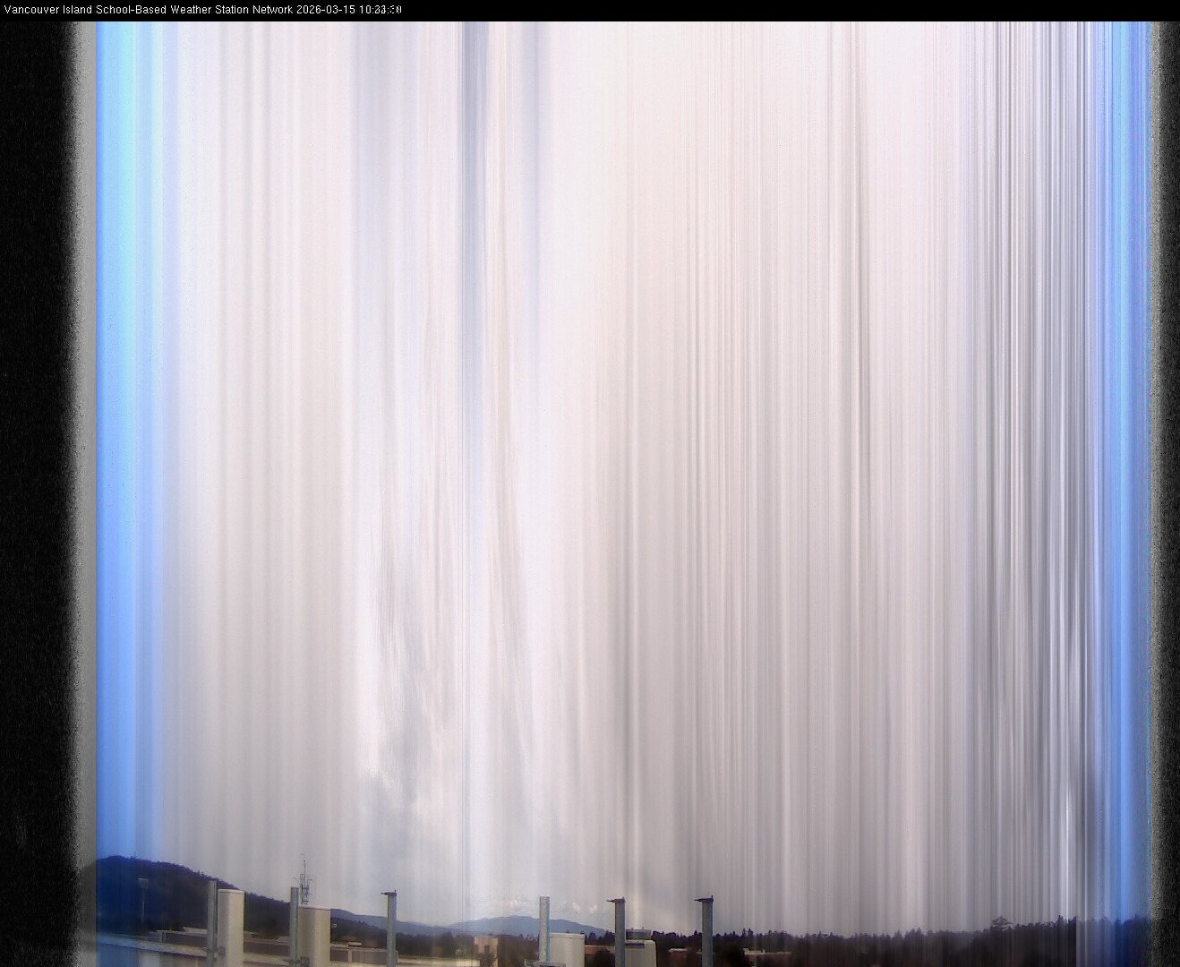image of the sky seen from UVic, each column of pixels is a different minute, keogram