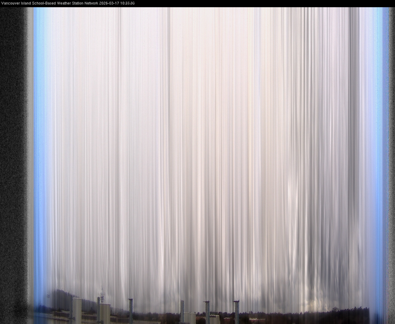 image of the sky seen from UVic, each column of pixels is a different minute, keogram
