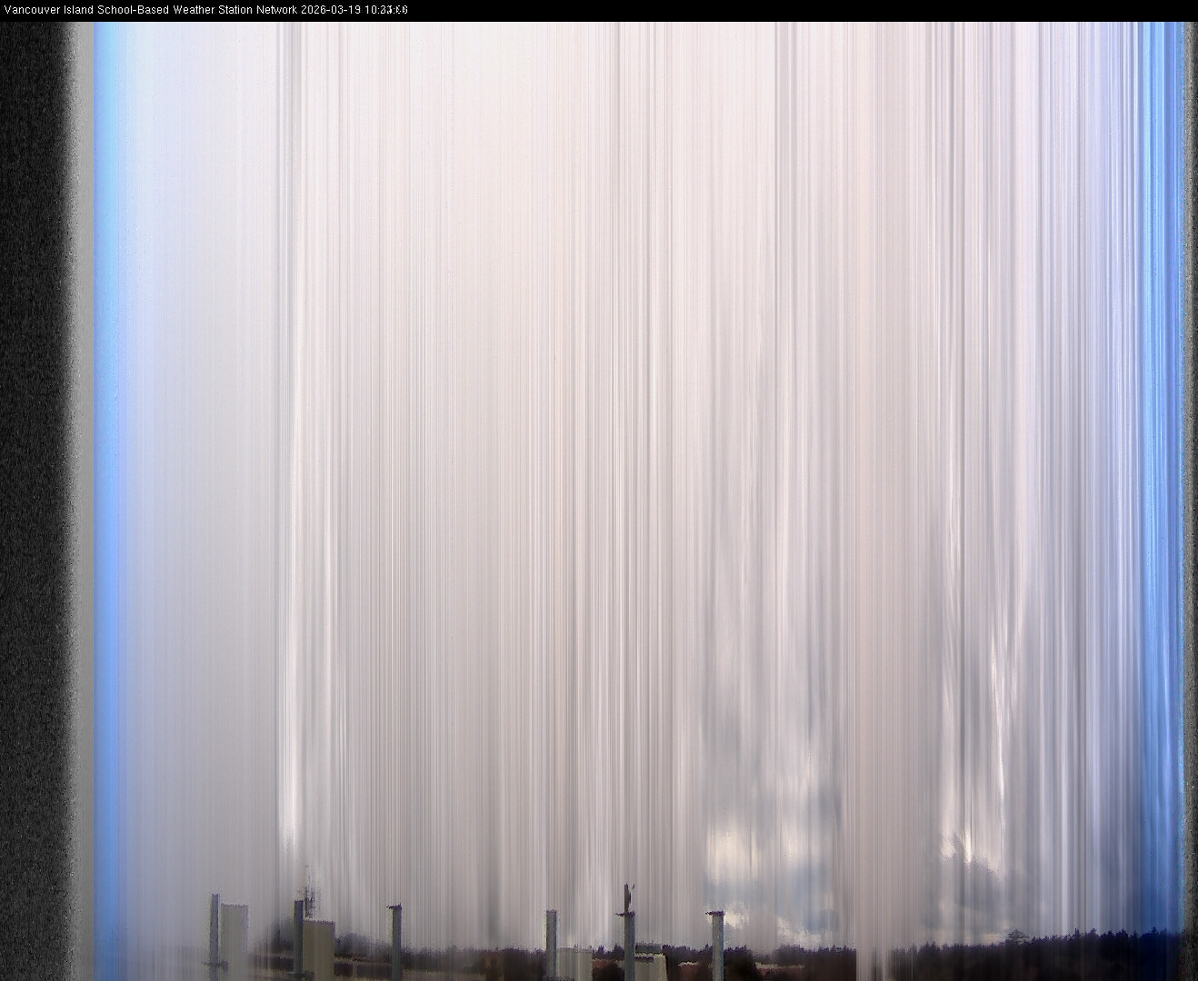 image of the sky seen from UVic, each column of pixels is a different minute, keogram
