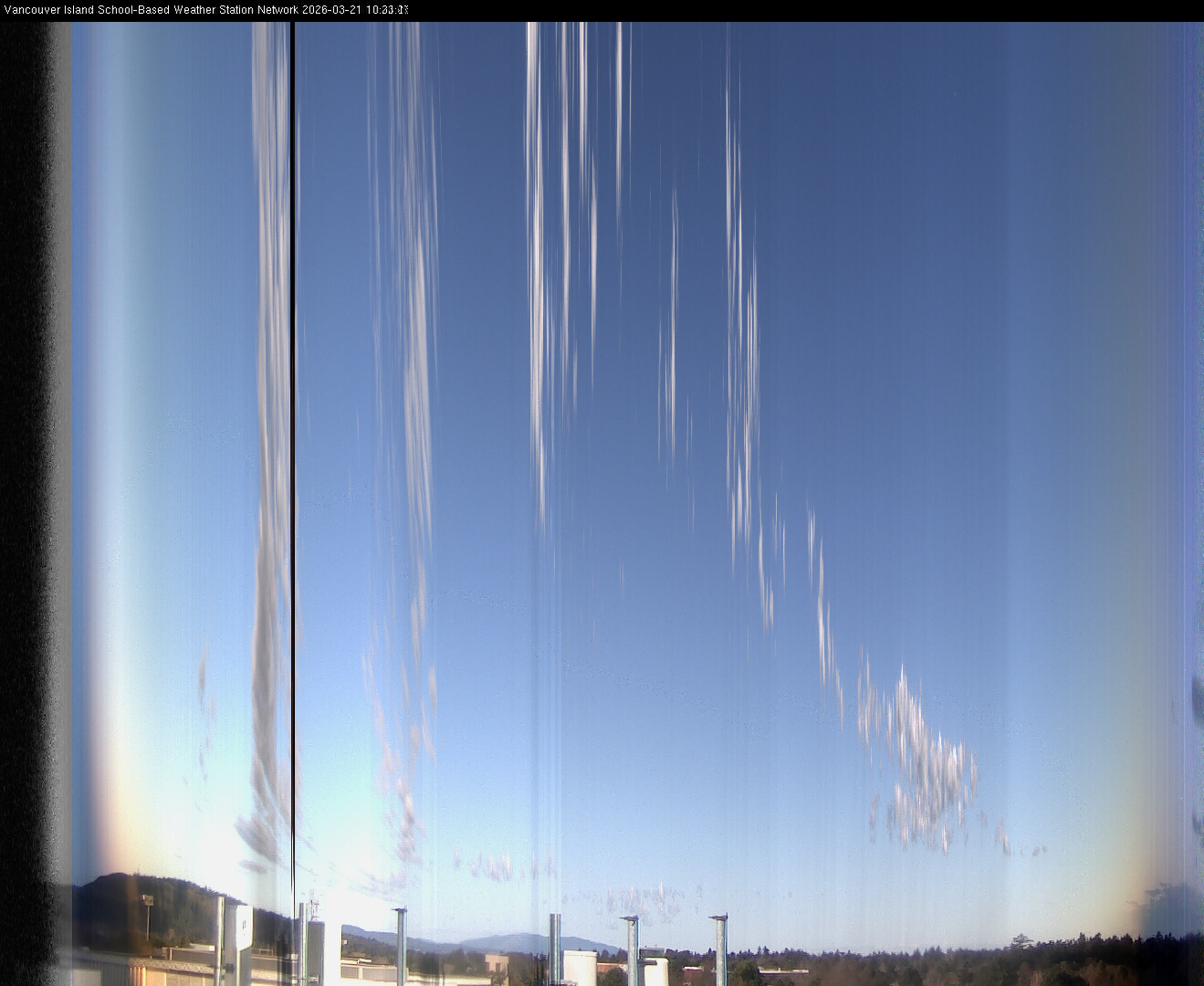 image of the sky seen from UVic, each column of pixels is a different minute, keogram