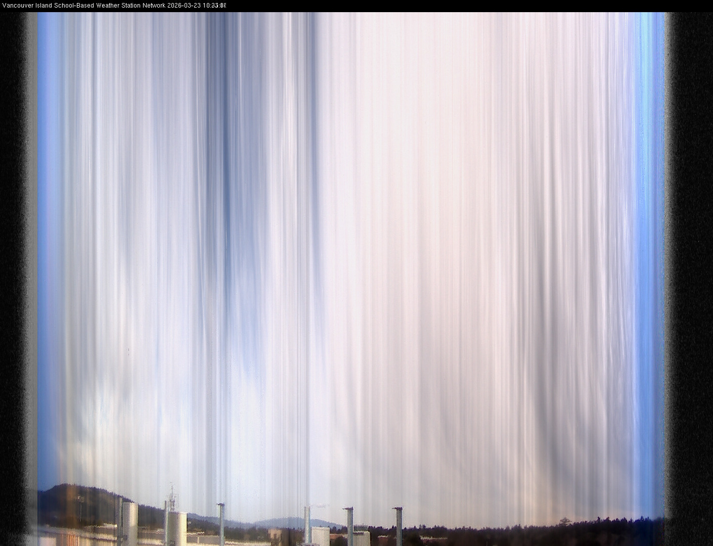 image of the sky seen from UVic, each column of pixels is a different minute, keogram