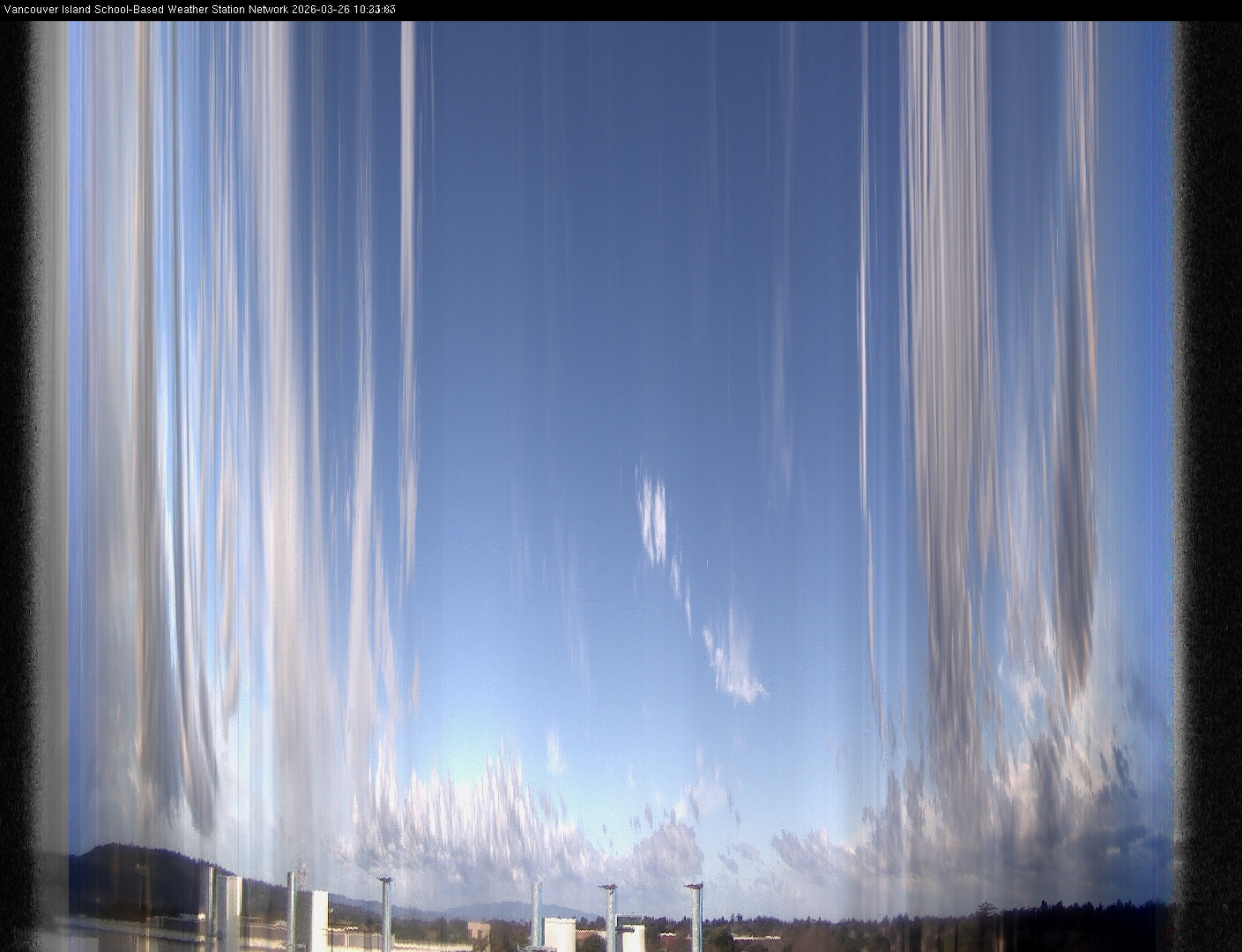 image of the sky seen from UVic, each column of pixels is a different minute, keogram