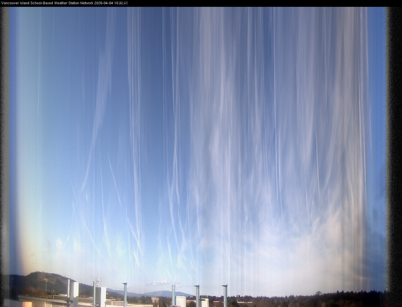 image of the sky seen from UVic, each column of pixels is a different minute, keogram