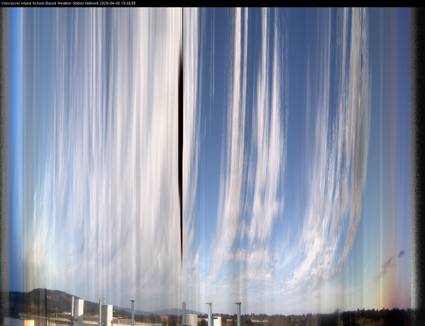 2026-04-06 image of the sky seen from UVic, each column of pixels is a different minute, keogram