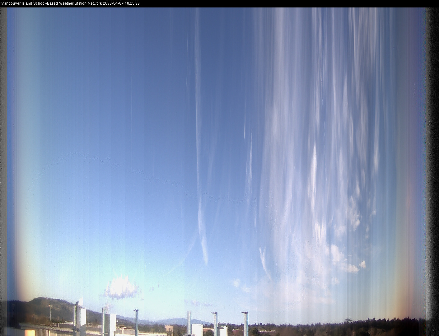 image of the sky seen from UVic, each column of pixels is a different minute, keogram