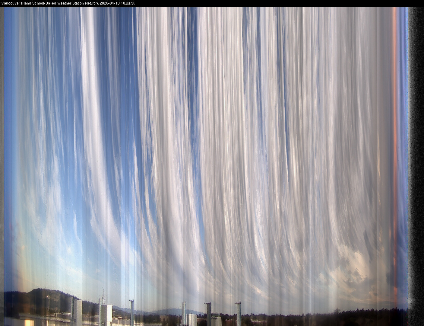 2026-04-10 image of the sky seen from UVic, each column of pixels is a different minute, keogram