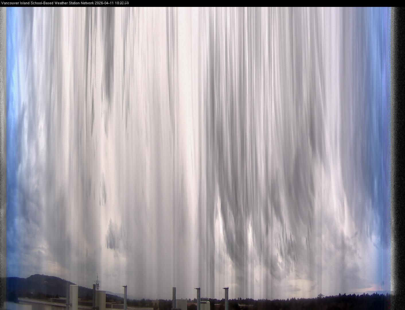 2026-04-11 image of the sky seen from UVic, each column of pixels is a different minute, keogram