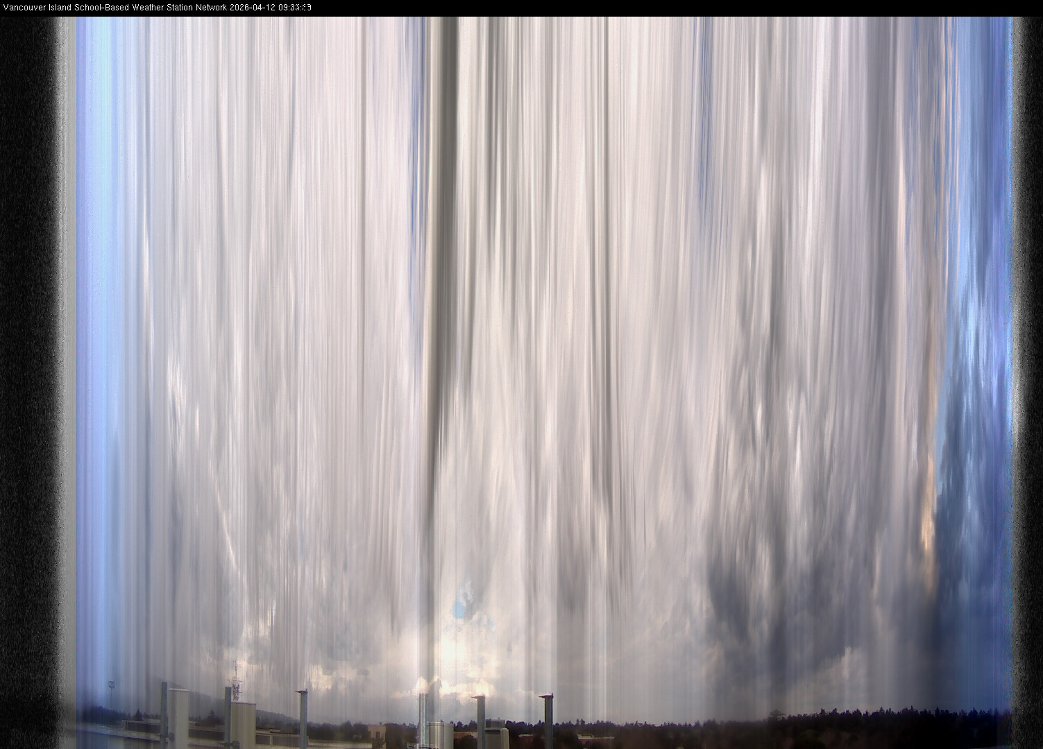 2026-04-12 image of the sky seen from UVic, each column of pixels is a different minute, keogram