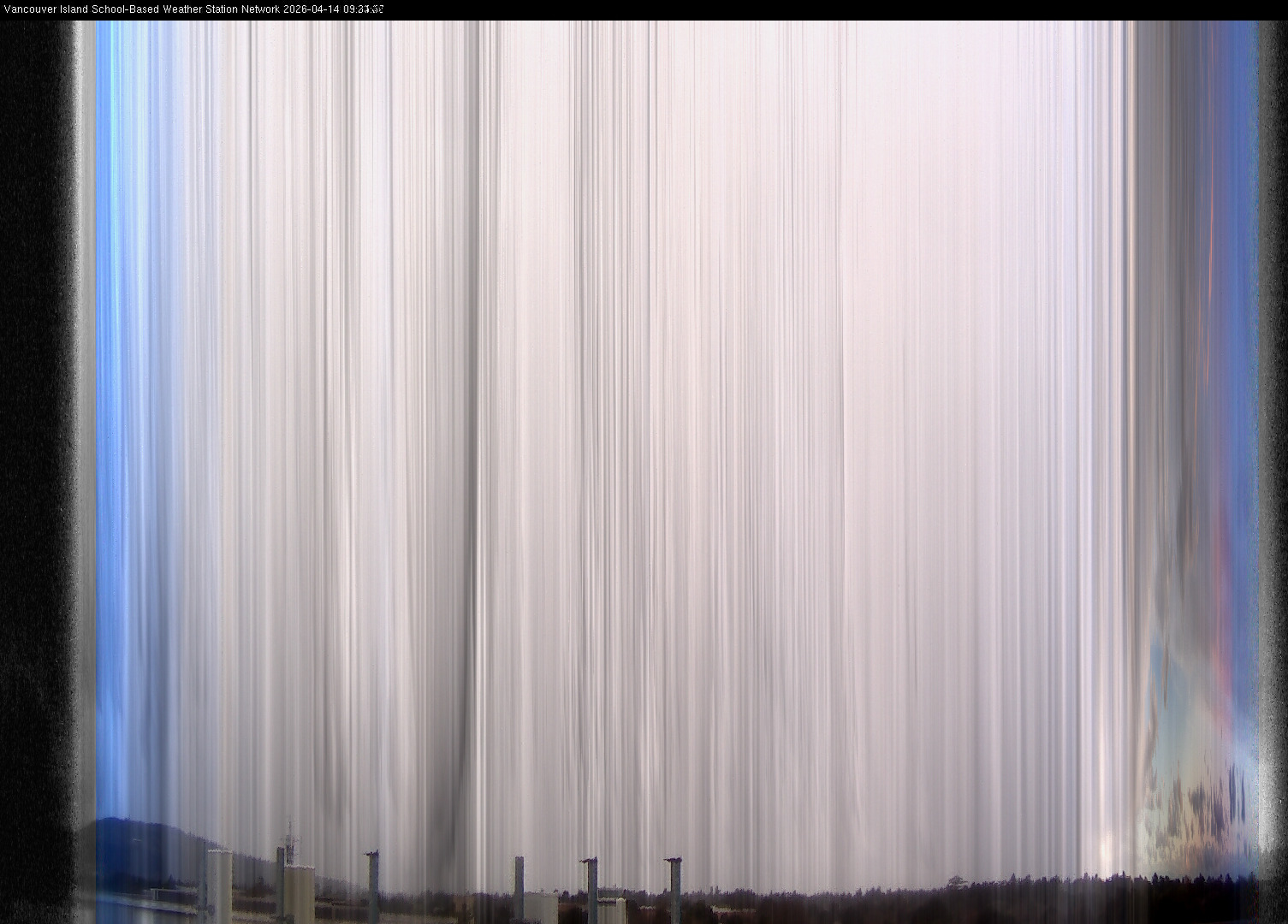 2026-04-14 image of the sky seen from UVic, each column of pixels is a different minute, keogram