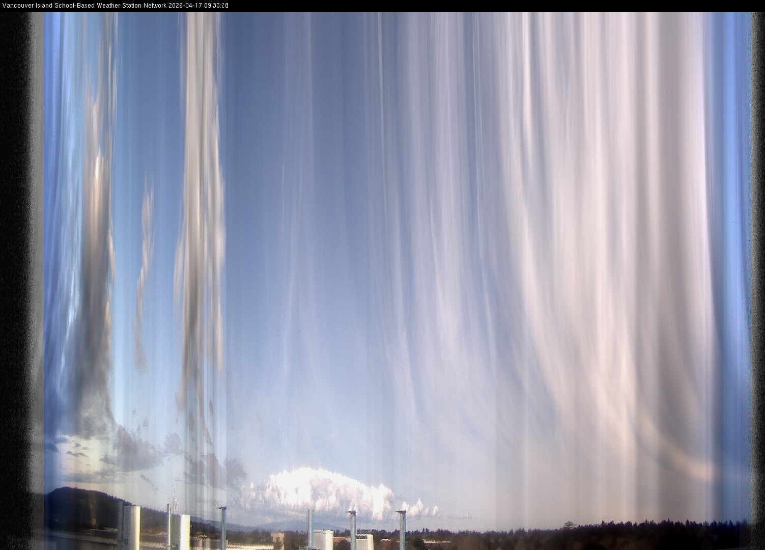 image of the sky seen from UVic, each column of pixels is a different minute, keogram