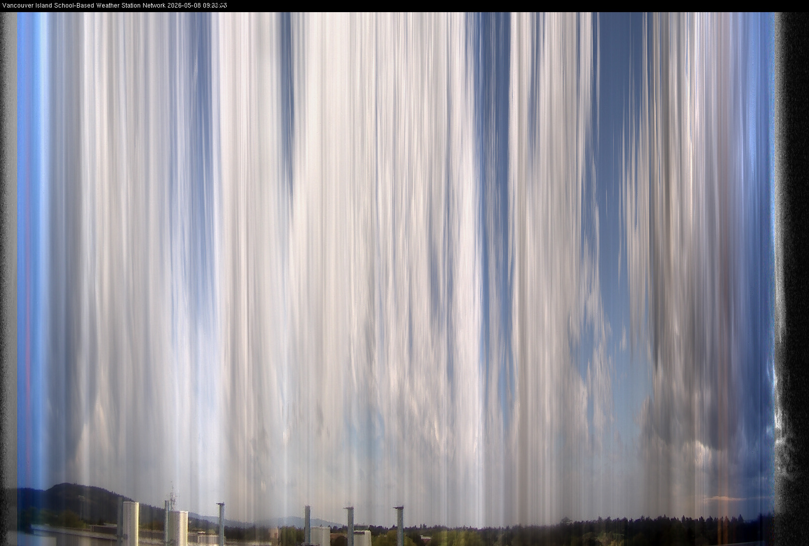 image of the sky seen from UVic, each column of pixels is a different minute, keogram