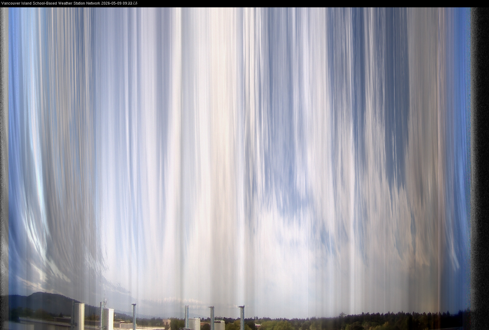 2026-05-09 image of the sky seen from UVic, each column of pixels is a different minute, keogram
