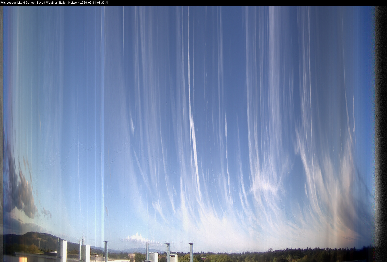 2026-05-11 image of the sky seen from UVic, each column of pixels is a different minute, keogram