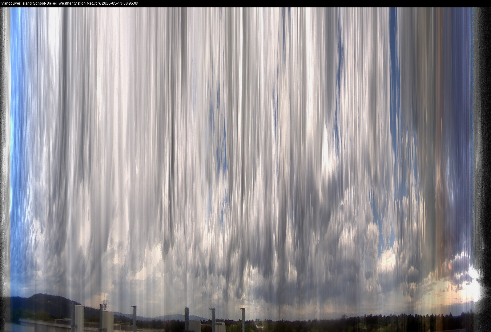 image of the sky seen from UVic, each column of pixels is a different minute, keogram