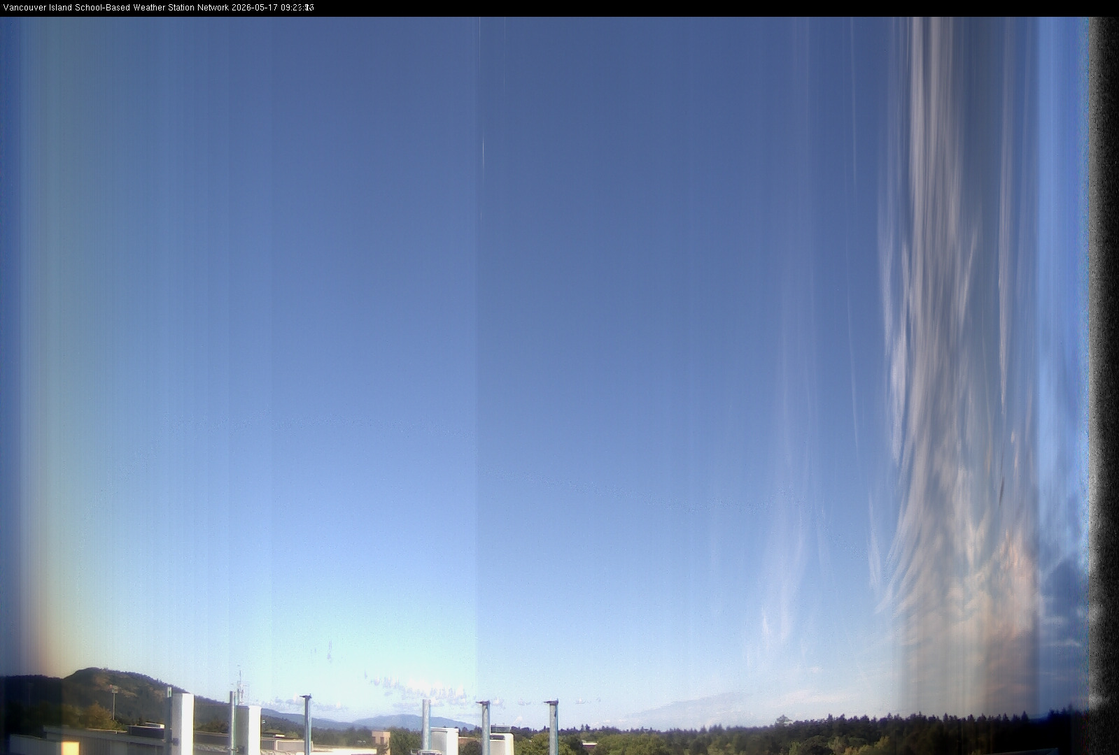 image of the sky seen from UVic, each column of pixels is a different minute, keogram