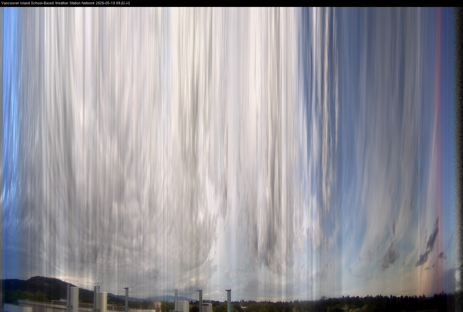 image of the sky seen from UVic, each column of pixels is a different minute, keogram