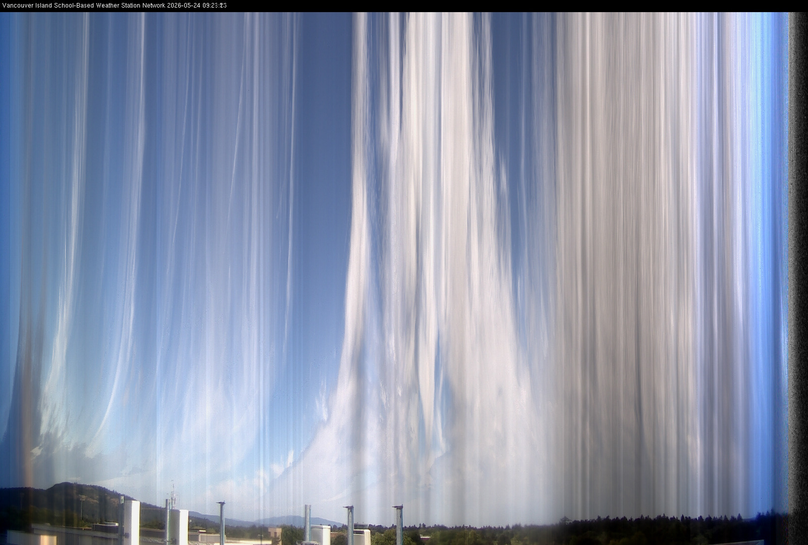 2026-05-24 image of the sky seen from UVic, each column of pixels is a different minute, keogram