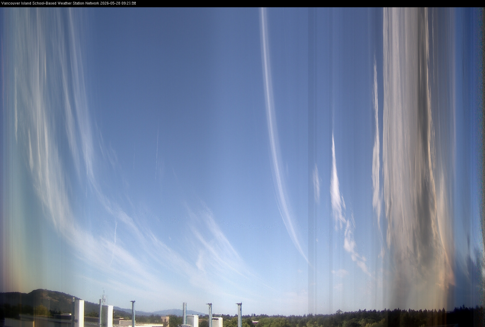 2026-05-28 image of the sky seen from UVic, each column of pixels is a different minute, keogram