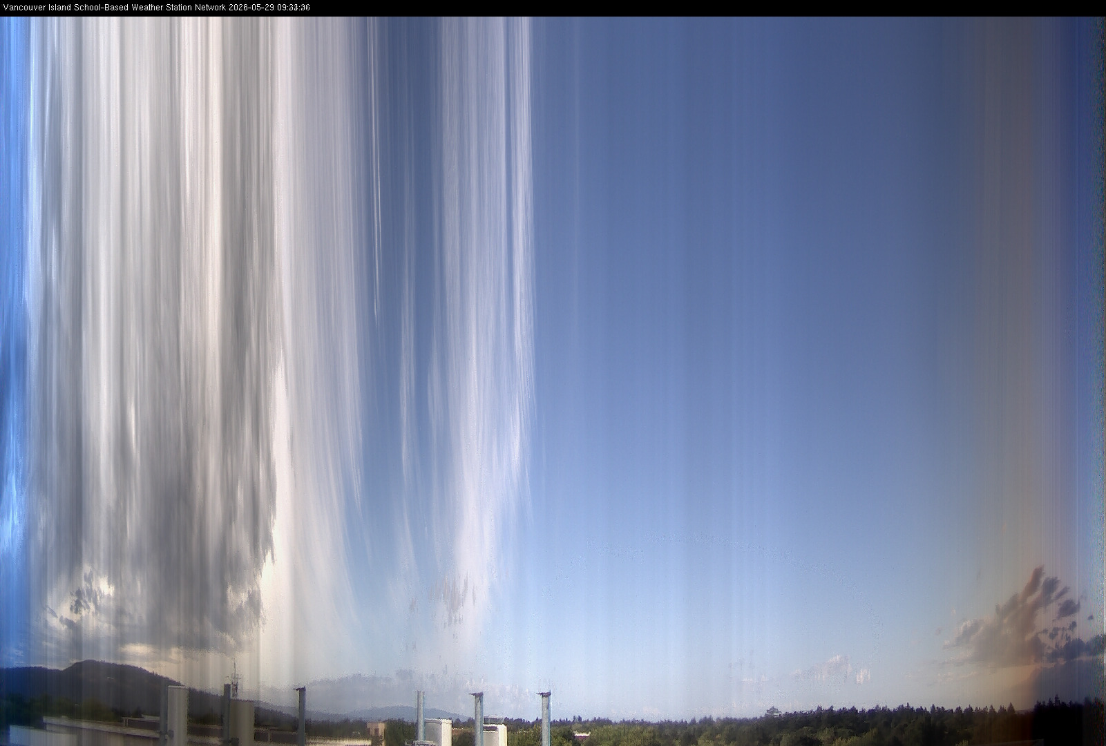 image of the sky seen from UVic, each column of pixels is a different minute, keogram