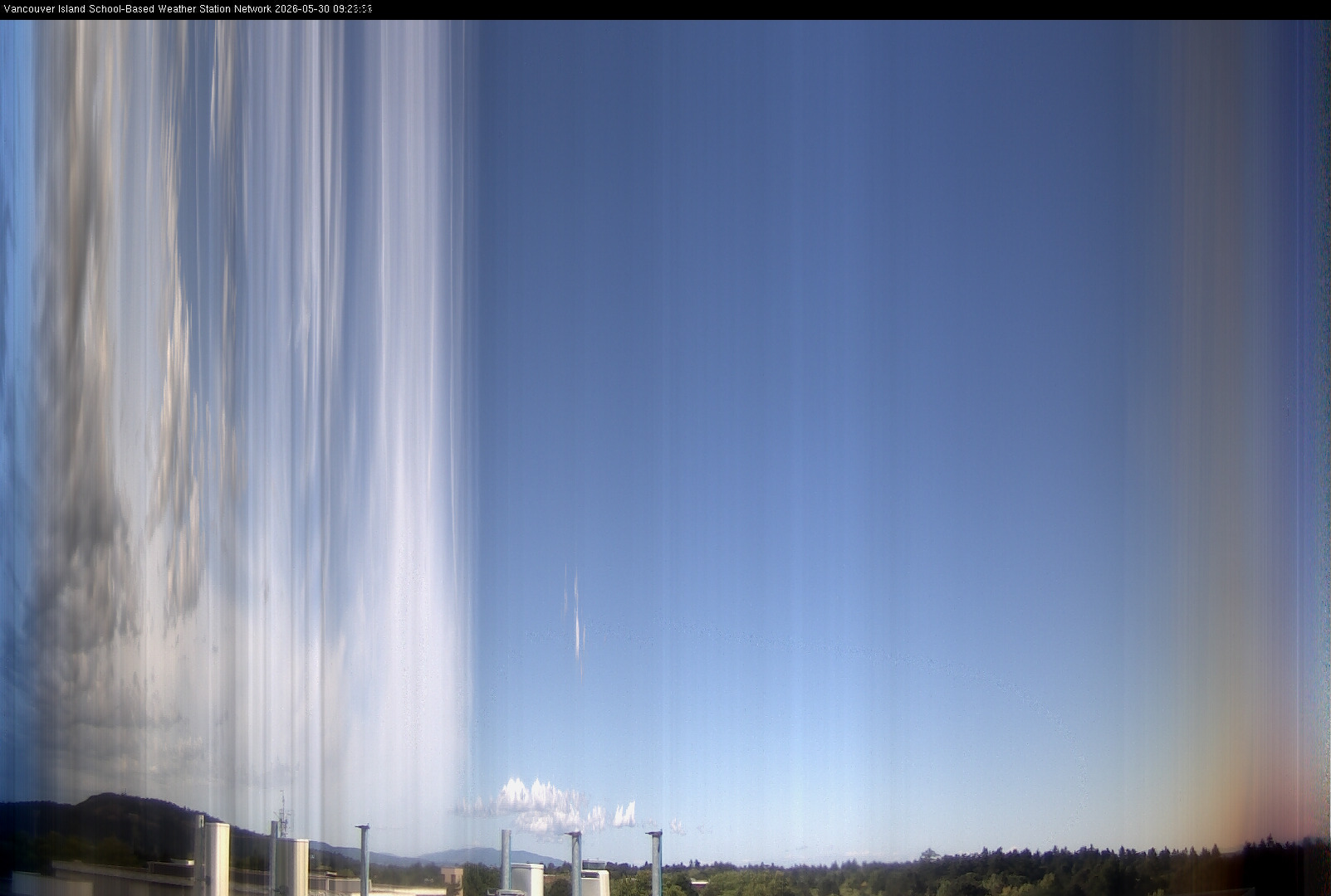 2026-05-30 image of the sky seen from UVic, each column of pixels is a different minute, keogram