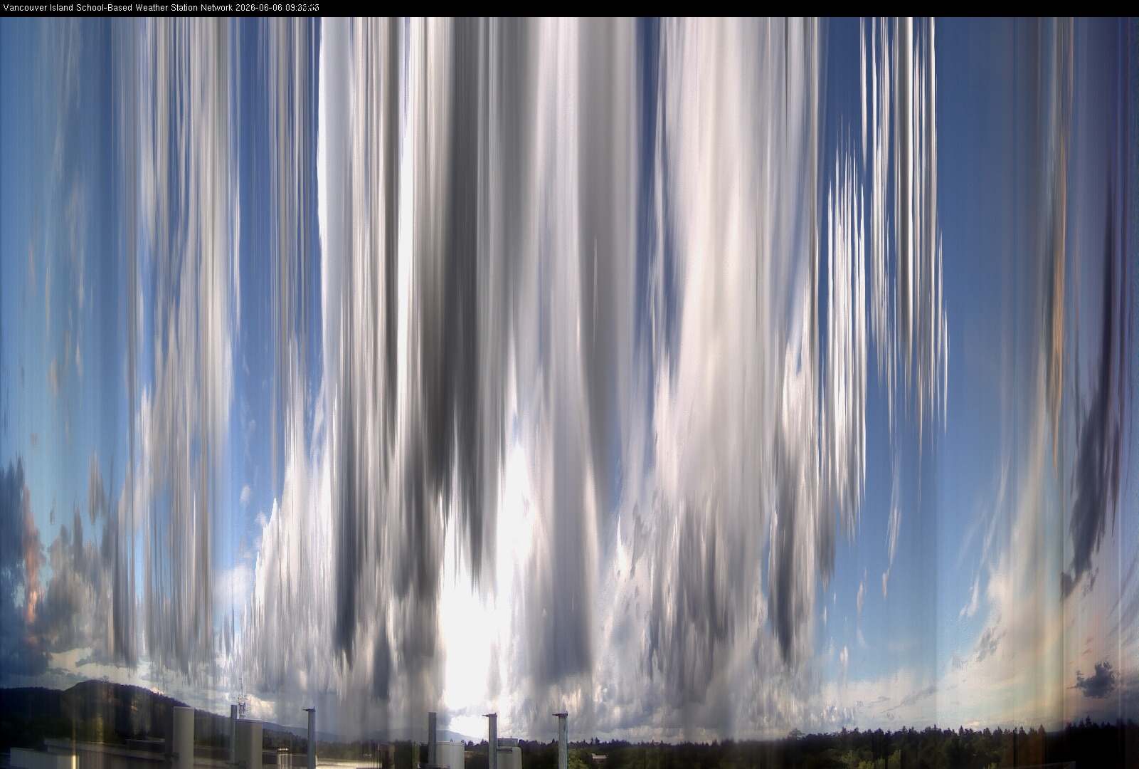 2026-06-06 image of the sky seen from UVic, each column of pixels is a different minute, keogram