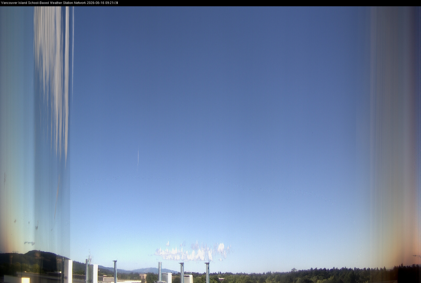 image of the sky seen from UVic, each column of pixels is a different minute, keogram