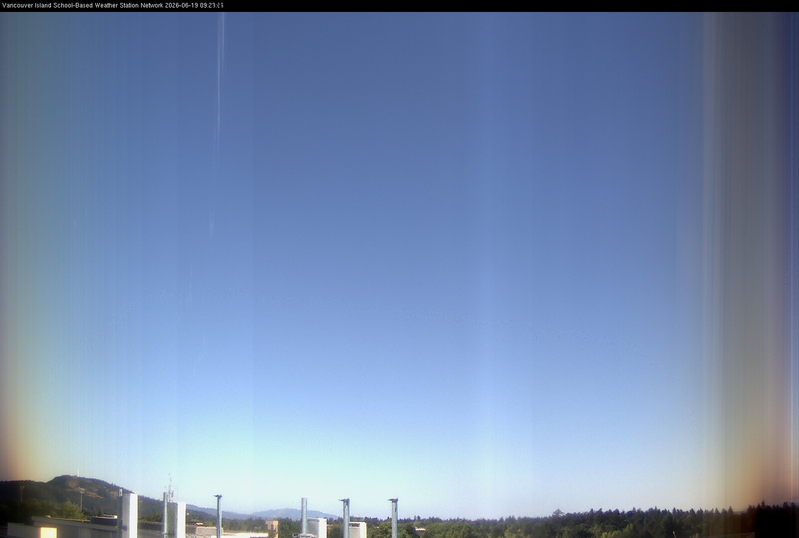 image of the sky seen from UVic, each column of pixels is a different minute, keogram