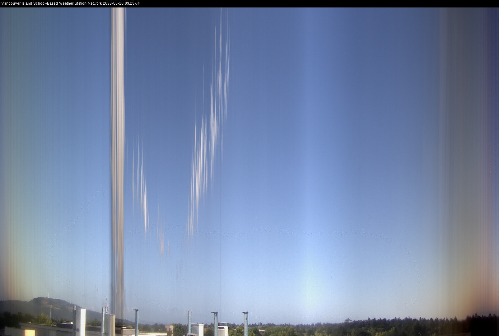 image of the sky seen from UVic, each column of pixels is a different minute, keogram