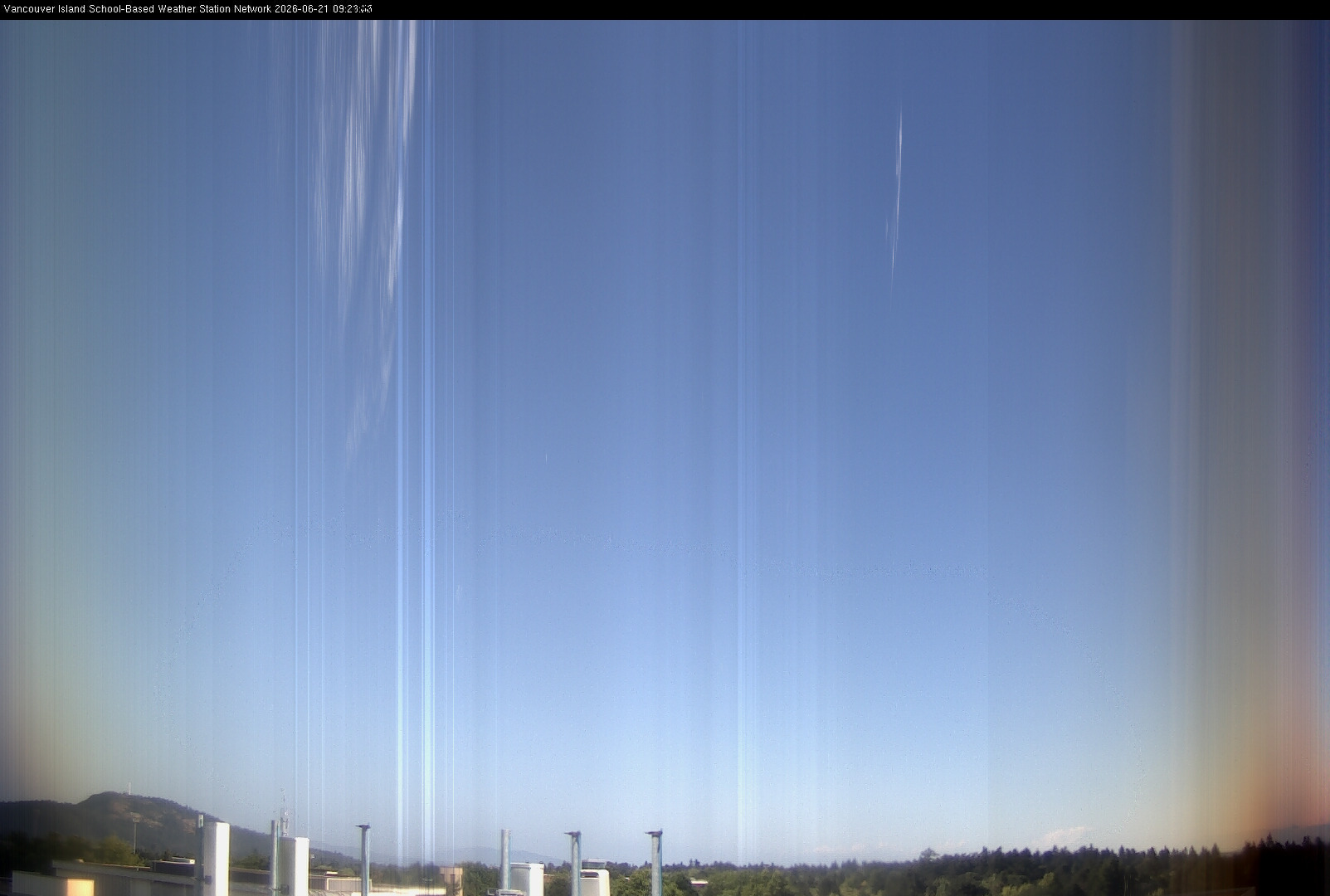 2026-06-21 image of the sky seen from UVic, each column of pixels is a different minute, keogram