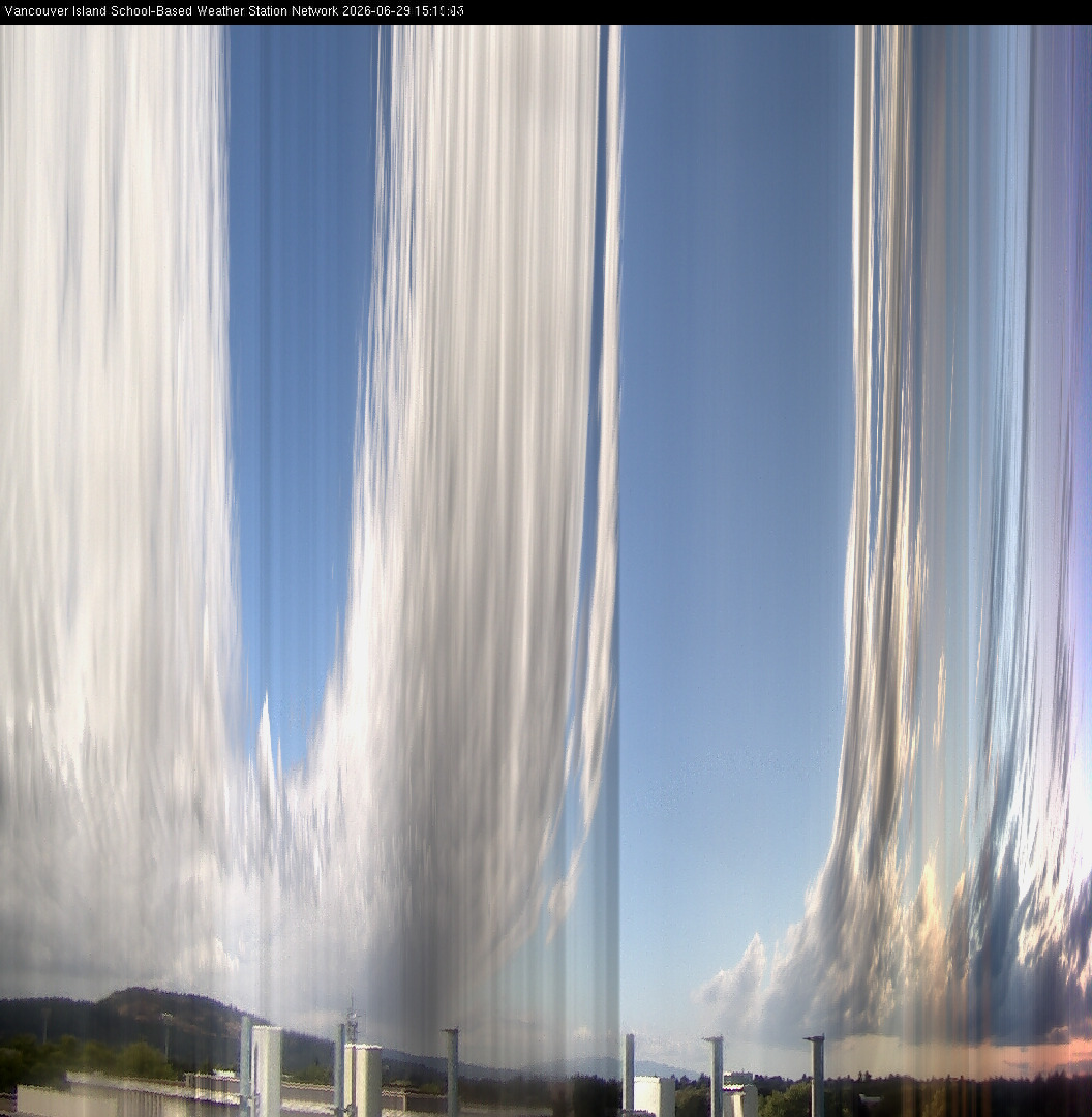 2026-06-29 image of the sky seen from UVic, each column of pixels is a different minute, keogram