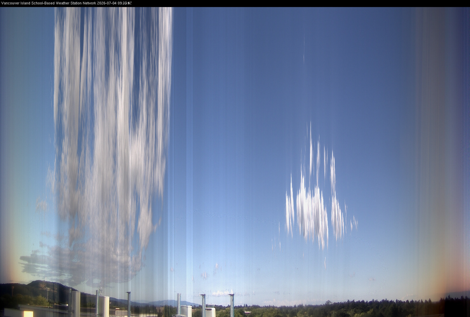 2026-07-04 image of the sky seen from UVic, each column of pixels is a different minute, keogram