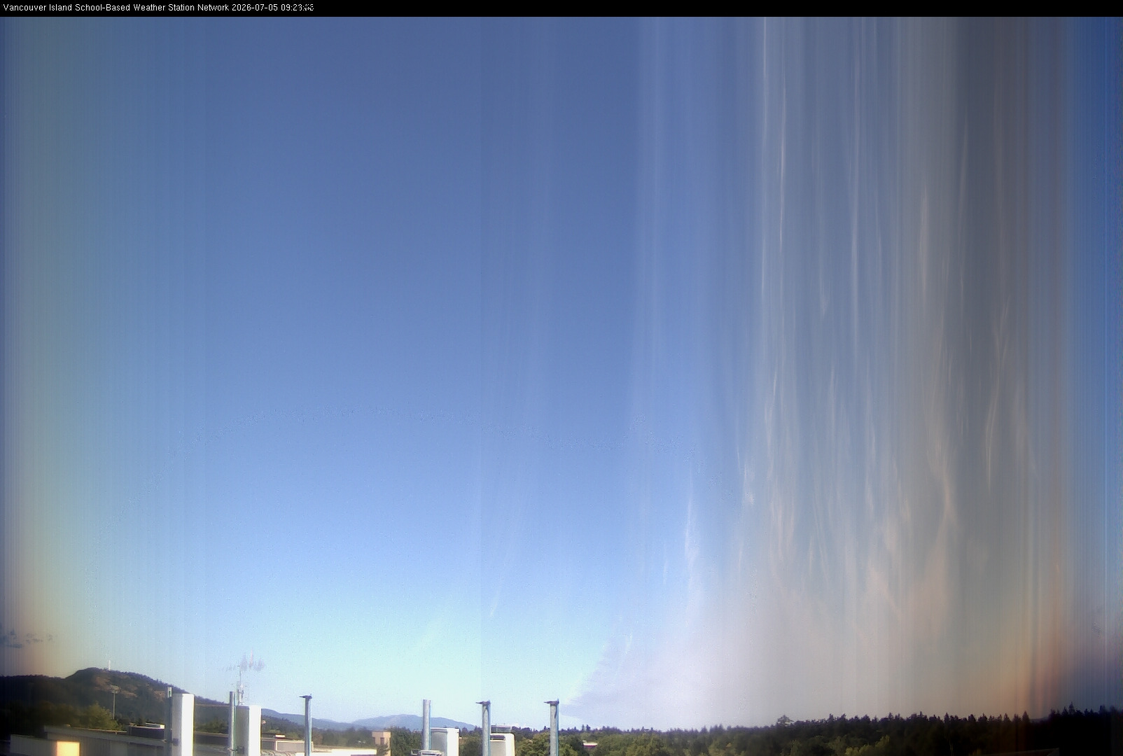 2026-07-05 image of the sky seen from UVic, each column of pixels is a different minute, keogram