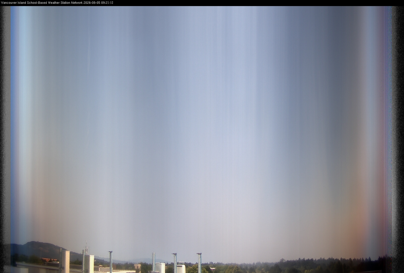 2026-08-05 image of the sky seen from UVic, each column of pixels is a different minute, keogram